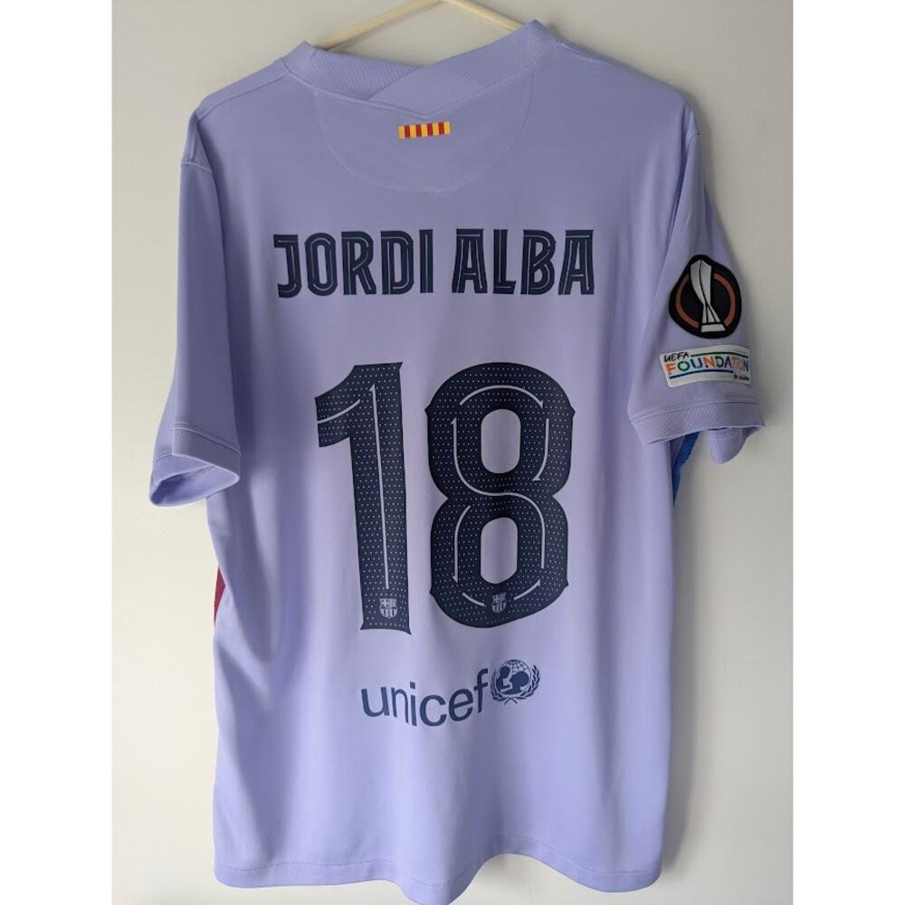 Barcelona Jordi Alba 2021/22 Away Jersey XL Europa League Patched